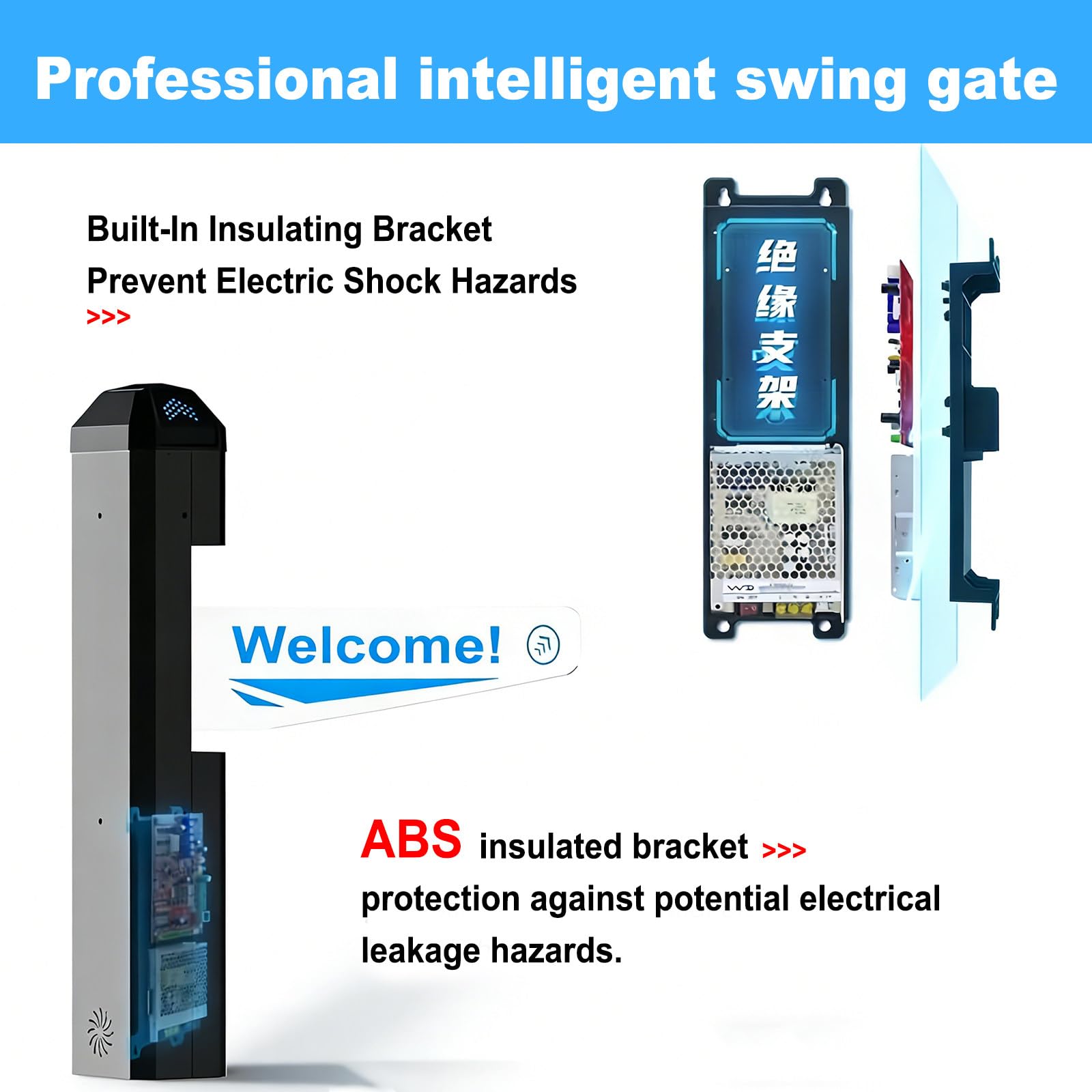 Puerta Abatible Automática con Radar Infrarrojo para Supermercados, Torniquete Eléctrico de 90° (Izquierda+Derecha), Sistemas de Entrada Sin Contacto, Sensibilidad Ajustable