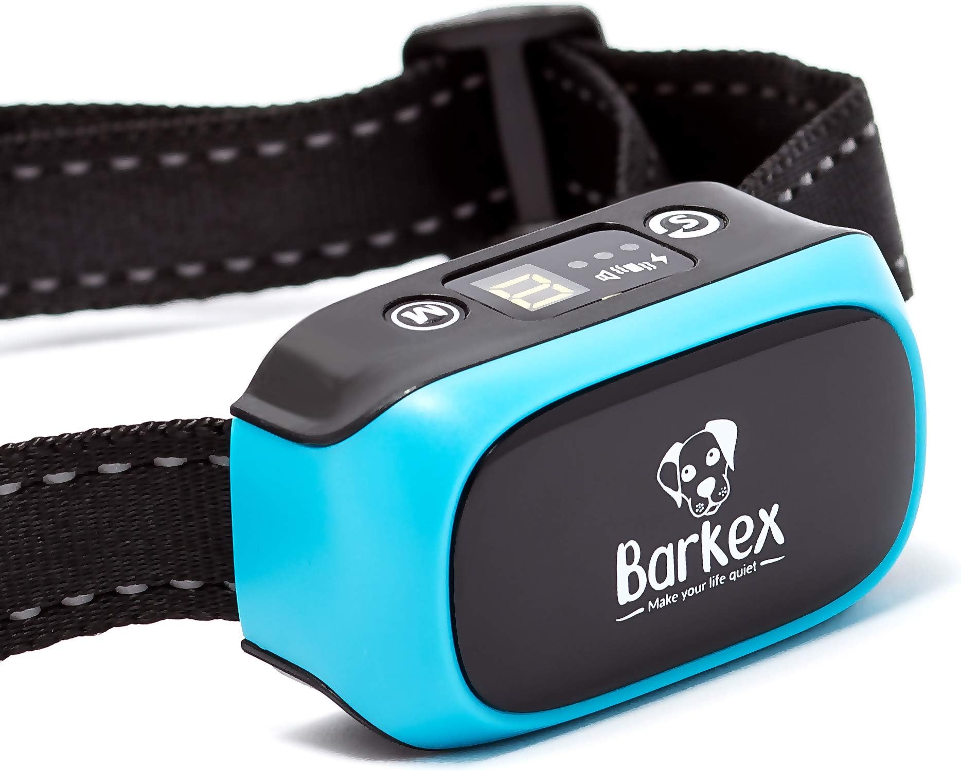 Gshine Rechargeable Dog Anti Barking Training Collar with Three Sensitivity Levels; Beep, Vibration & Harmless Shock, Automatic and Waterproof Dog Barking Controller (Anti Barking Collar-rev)