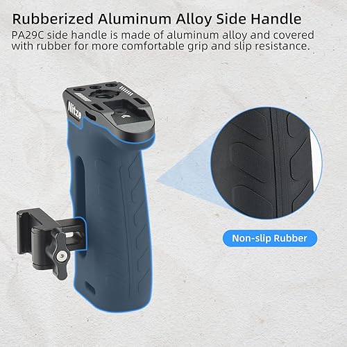 Miniatura 4 de Nitze Mango lateral ergonómico NATO con NATO Calmp, arribaabajo e izquierdaderecha ajustable, aluminio de goma para cámaramonitor jaulas - PA29C