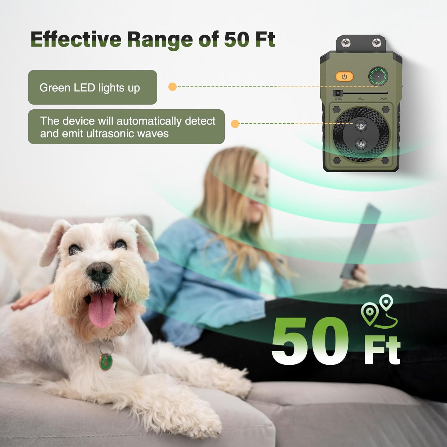 Anti Barking Device for dogs,Auto Stop Barking Dog Device,Rechargeable Ultrasonic DogBarking-Control,IPX4 Ultrasonic Dog Barkingwith 50FT-3 Levels Bark Stopper forDog,Safe SonicdogBarkingControl - Image 2