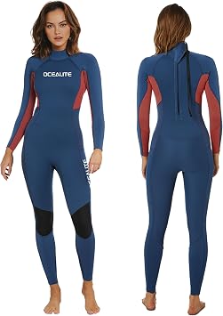 Womens Wetsuit 3mm Full Body Back Zip Neoprene Suit Surfing Diving Suit with Flatlock Stitching Inner Key Pocket for Snorkeling Paddleboarding Swimming