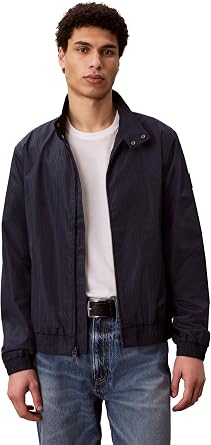 Calvin Klein Mens Long Sleeve Lightweight Nylon Grid Bomber Jacket