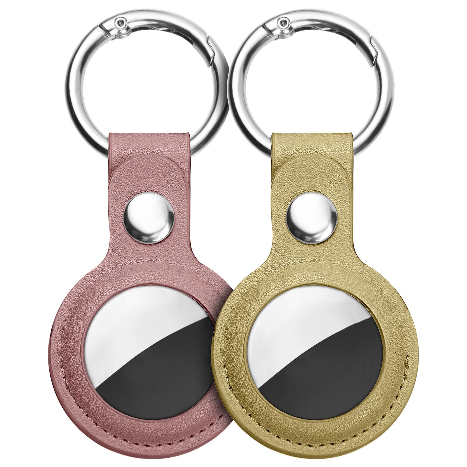 Ainiv Protective Case for Apple Airtags, 2 Pack PU Leather Keyring Case, Tracker Cover for AirTags, Pet Dog Cat Collar Locator Tracker Cover, Key Finder Case for AirTag-Blue and Brown — view 16