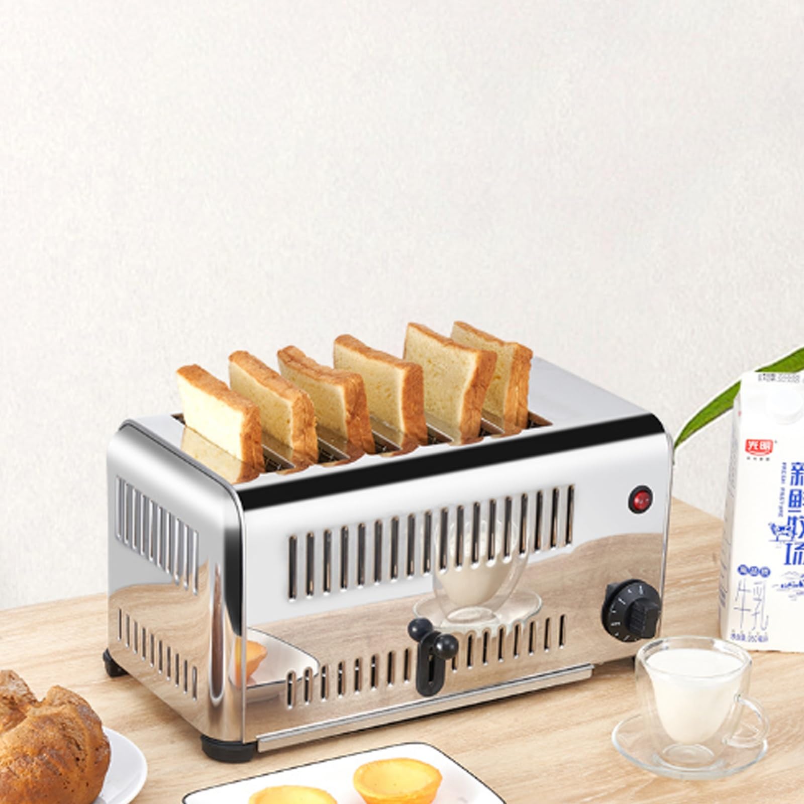Tostapane per pane commerciale, macchina riscaldante per panini spiedini, per cottura rapida, capacità di 4 fette, acciaio inossidabile resistente, ideale per bar e ristoranti