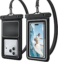 1 pacote IP68 flutuante à prova d'água bolsa para celular à prova de poeira bolsa seca com cordão, presentes de praia e cruzeiro para mães iPhone 17 16 15 Pro Max, Galaxy S25 Preto
