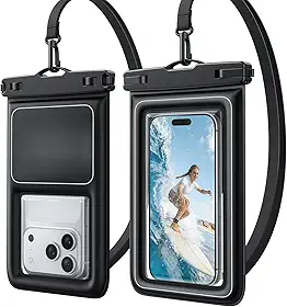 1 pacote IP68 flutuante à prova d'água bolsa para celular à prova de poeira bolsa seca com cordão, presentes de praia e cruzeiro para mães iPhone 17 16 15 Pro Max, Galaxy S25 Preto