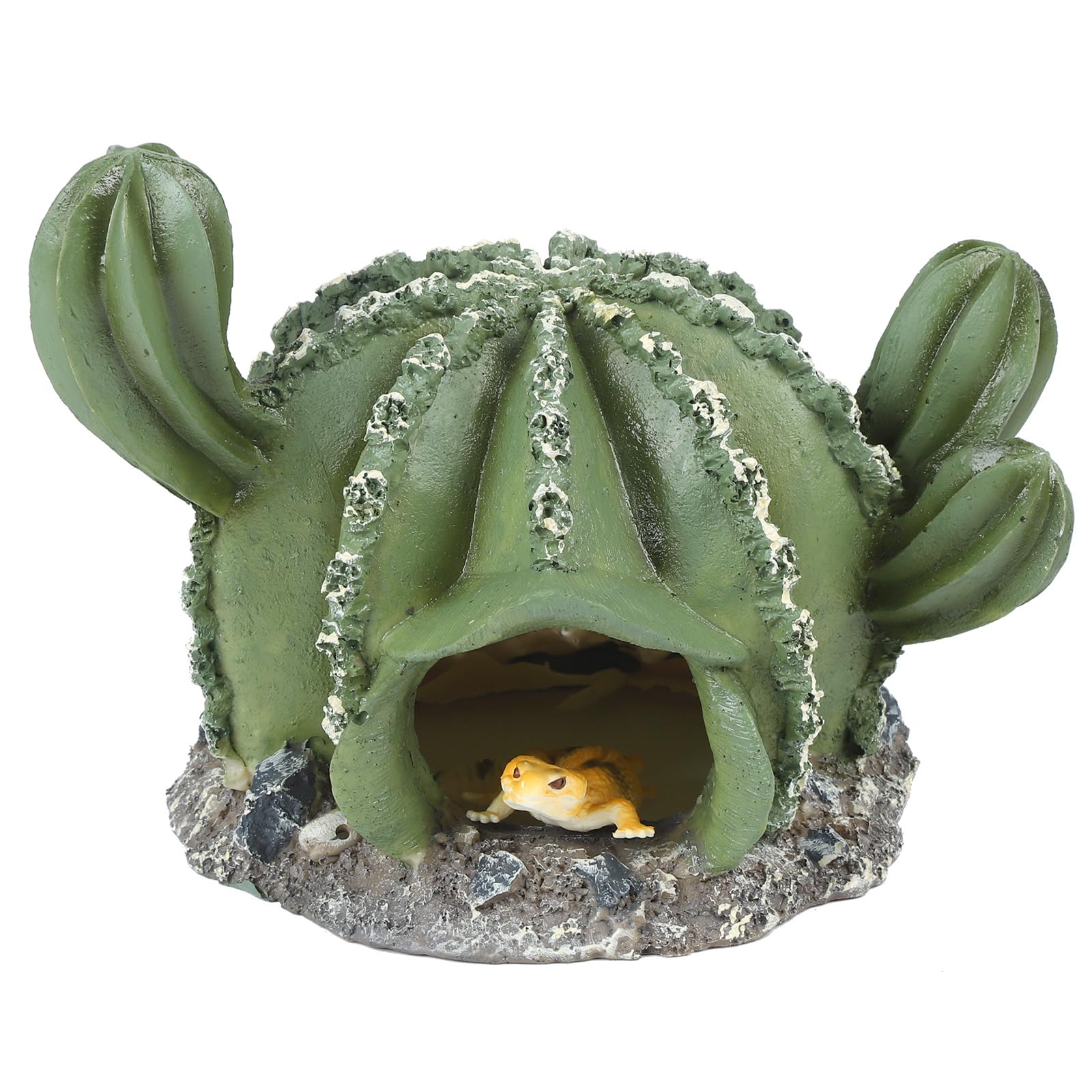 IBWell Resin Cactus Leopard Gecko Hide Reptile Cave，Desert Terrarium Décor，Bearded Dragon Hideout, Small Reptile Hide