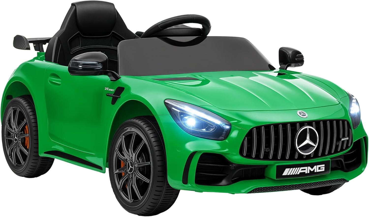 AIYAPLAY Mercedes-Benz AMG GTR eléctrico infantil 12V verde vista frontal lateral