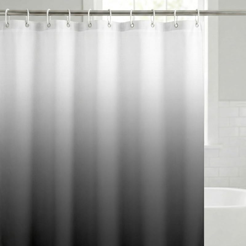 Americanflat 71x74 Grey Ombre Shower Curtain - Water-Resistant Long Shower Curtain with Durable Metal Grommets and 12 Hooks - 100% Polyester