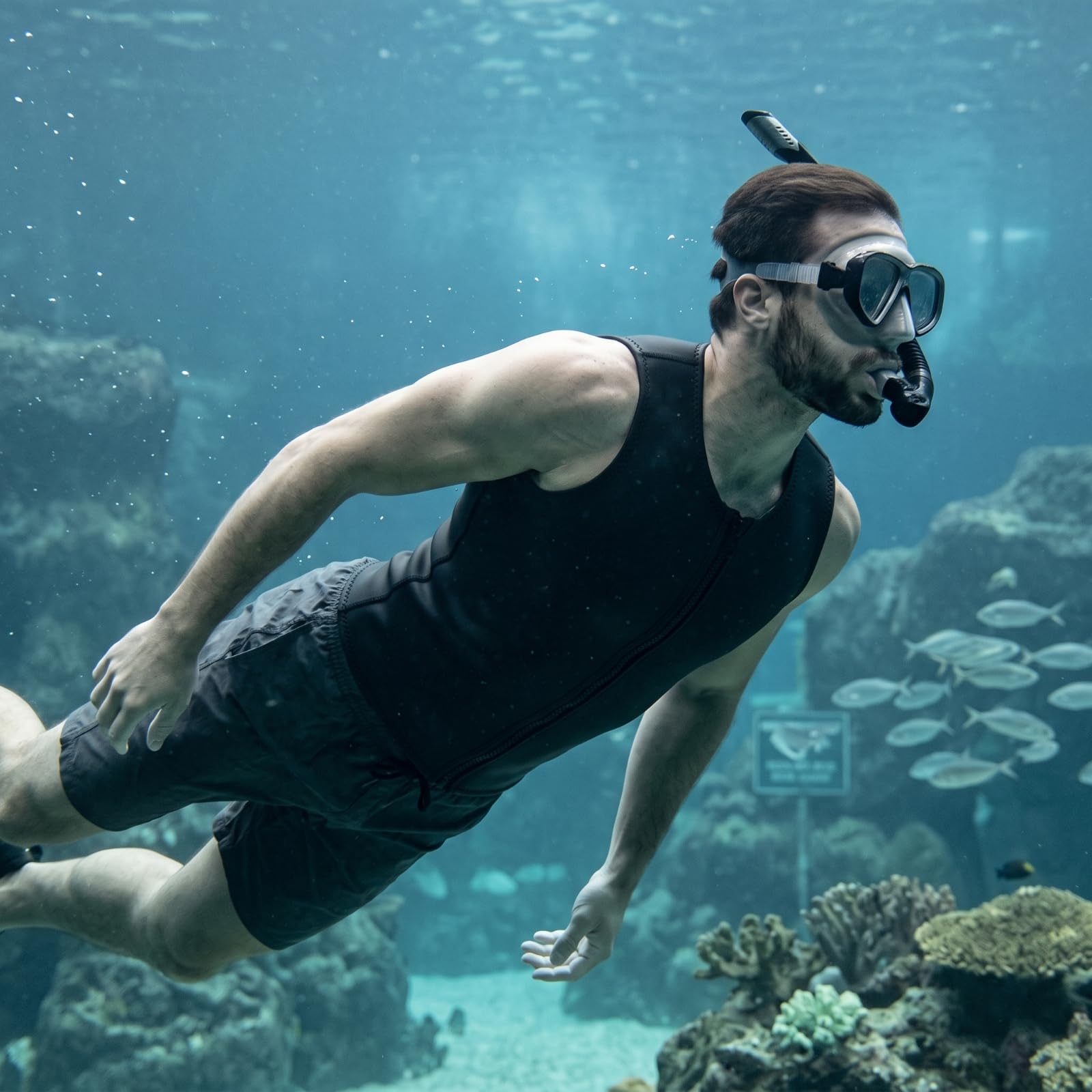 Neoprenweste ärmellos Wassersportweste enganliegend mit Reißverschluss für Wassersportler, Schwimmsportler, Wassersport, Schwimmen, Tauchen