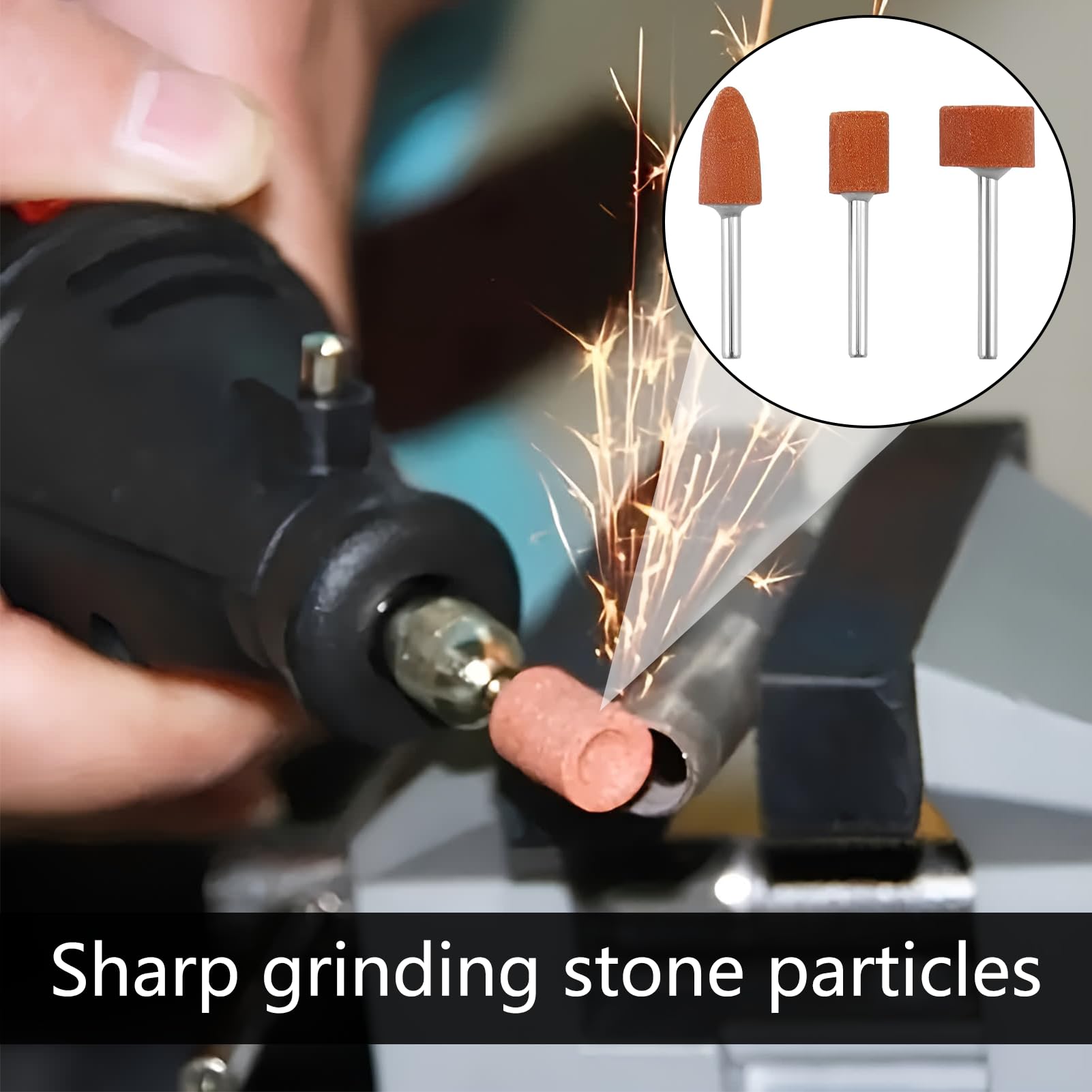 Set 42 punte abrasive corindone per Dremel avvitatore a batteria inserti abrasivi vetro pietre preziose