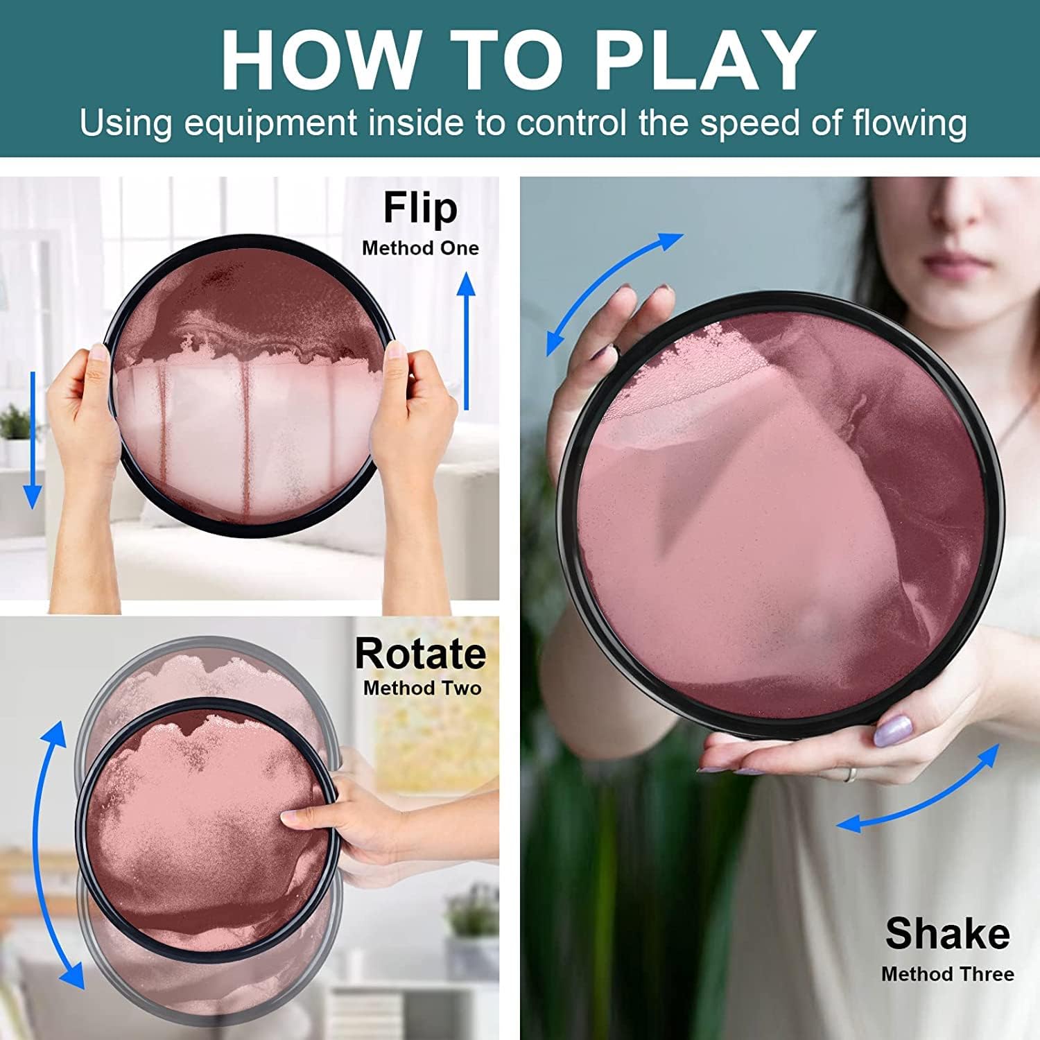 rysnwsu 3D Dynamic Sand Art Liquid Motion, Moving Sand Art Picture Round Glass 3D Deep Sea Sandscape in Motion Display Flowing Sand Painting Relaxing Desk Toys (Brown, 7'') - Image 6