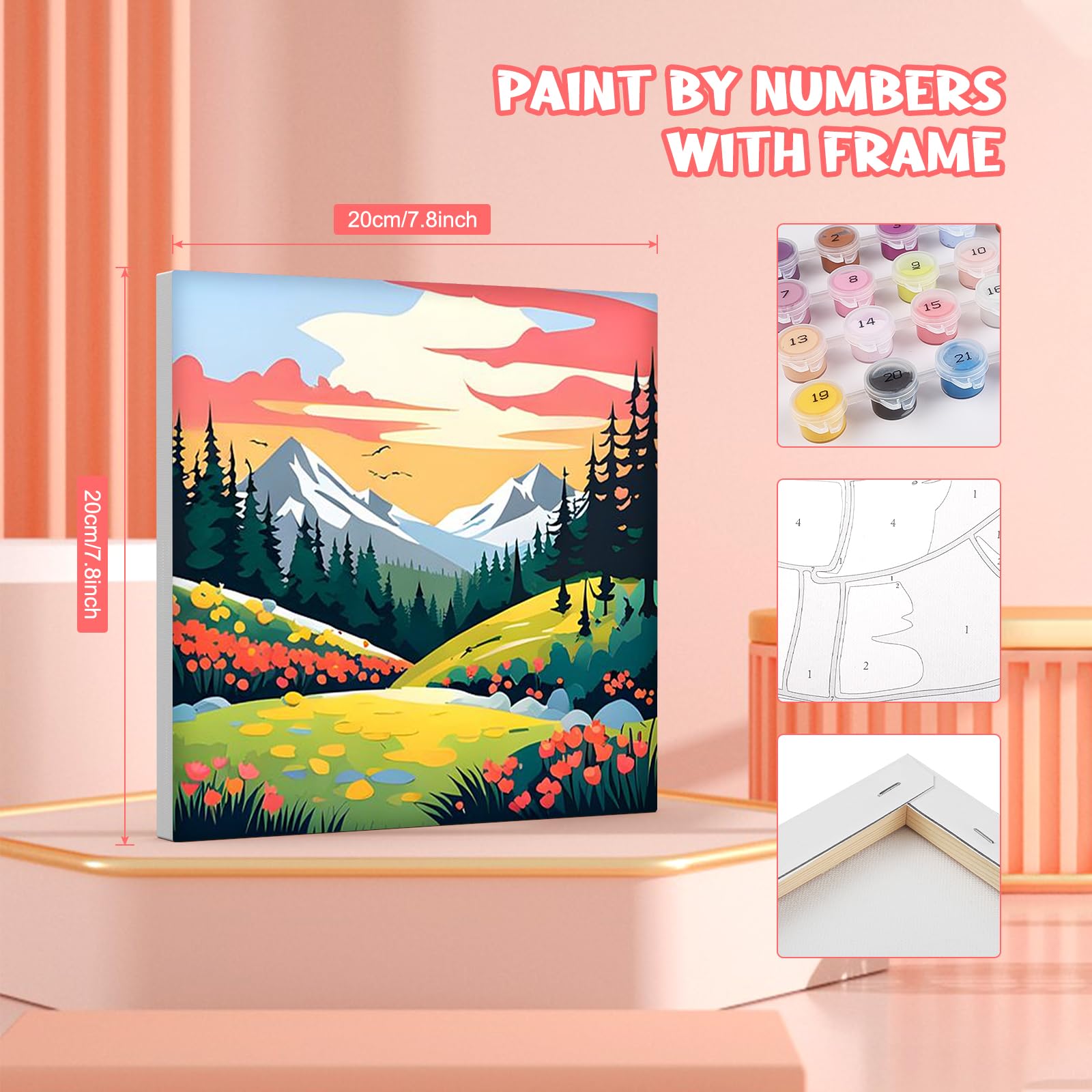 MOGTAA 4 Pack Paesaggio Dipingere con i numeri con Cornice, Pittura Per