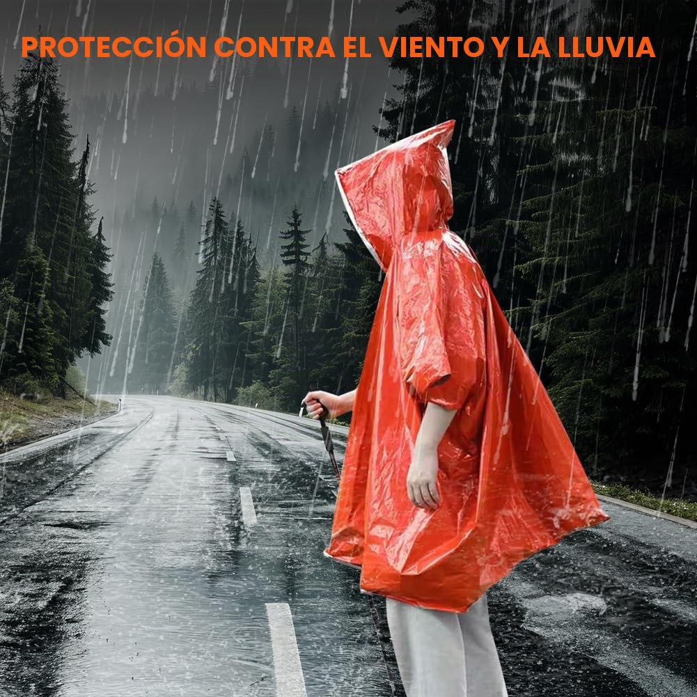 Flintronic Poncho de Supervivencia 3 PCS Mantas Térmicas de Emergencia Impermeable Aluminio Reversible