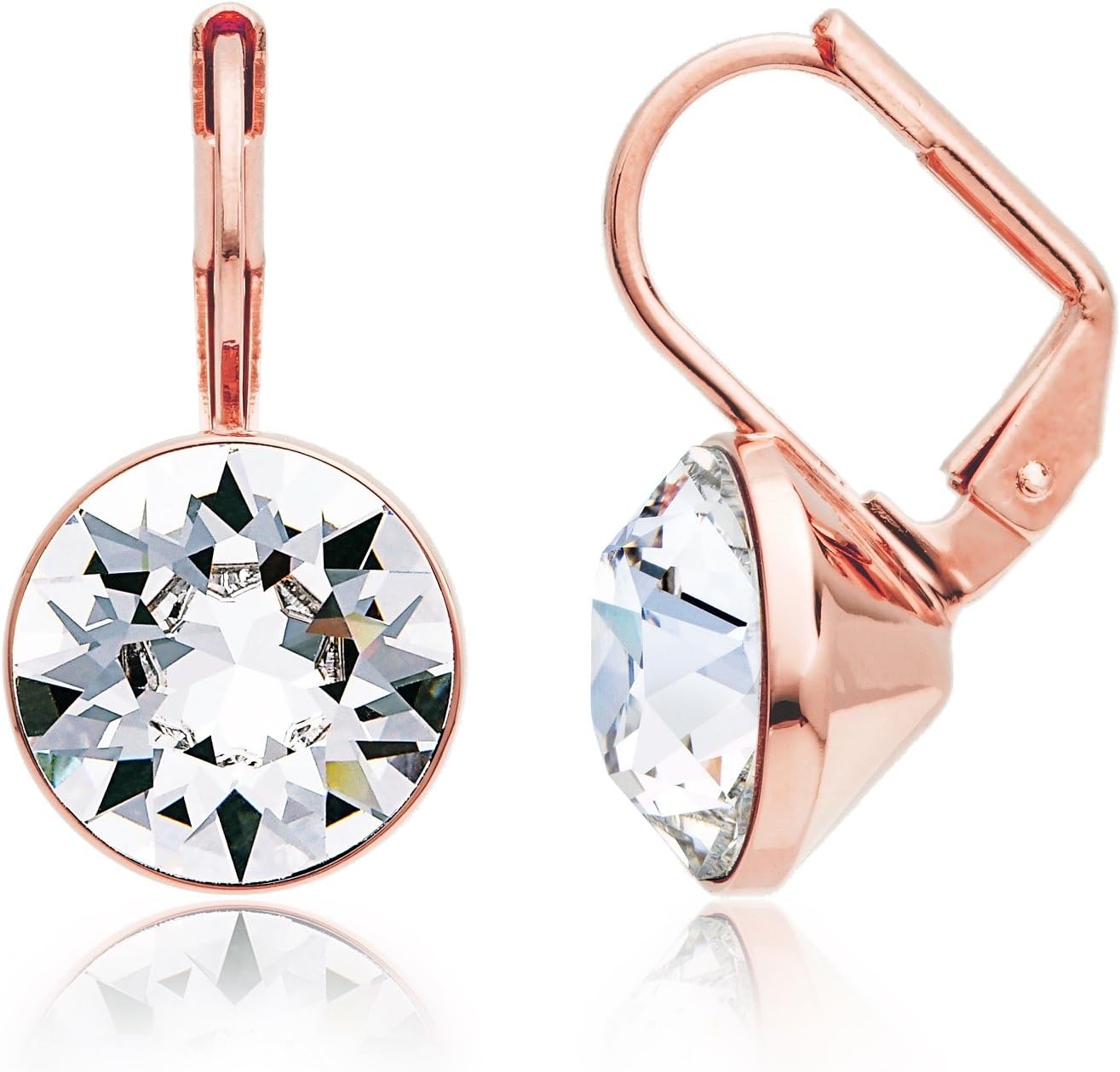 MYJS Bella Earrings with 4 Crt Clear Swarovski Crystals Rose Gold Plated