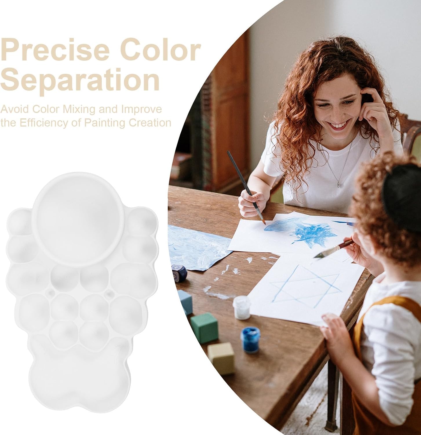 Portable White Paint Mixing Tray Made of Lightweight Pla Plastic with Unique Round Design, for Travel and School Use by Art Students and Professional Artists