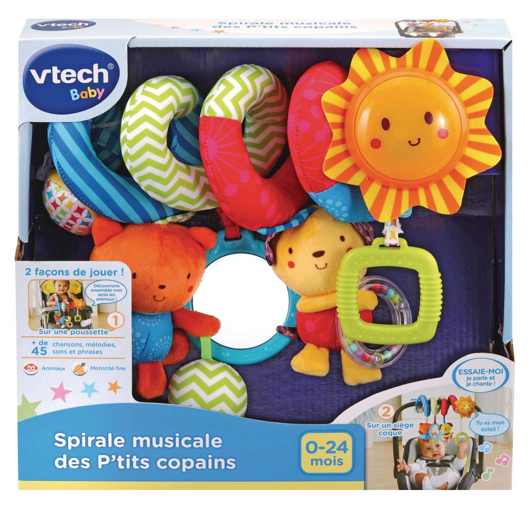 VTech - Spirale Musicale des P'tits Copains, Jouet pour Poussette et Siège Auto - Version FR