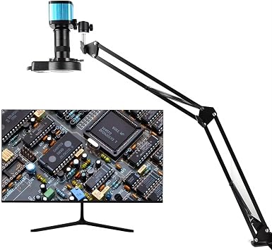 TriLine 48MP 4K 60F/S End striyel Mikroskop Katlanabilir Tutucu 150X Zoom Lensli 56 Led Halka I k