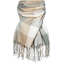 女式羊绒冬季围巾 感觉格子保暖长毯围巾 大格子羊绒披肩和裹身布