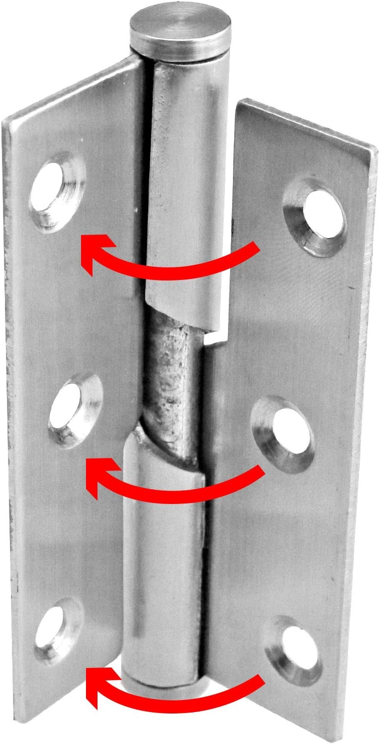 Micro Trader 2Pcs 3Inch Rising Butt Left Handed Lift Off Door Hinge Stainless Steel