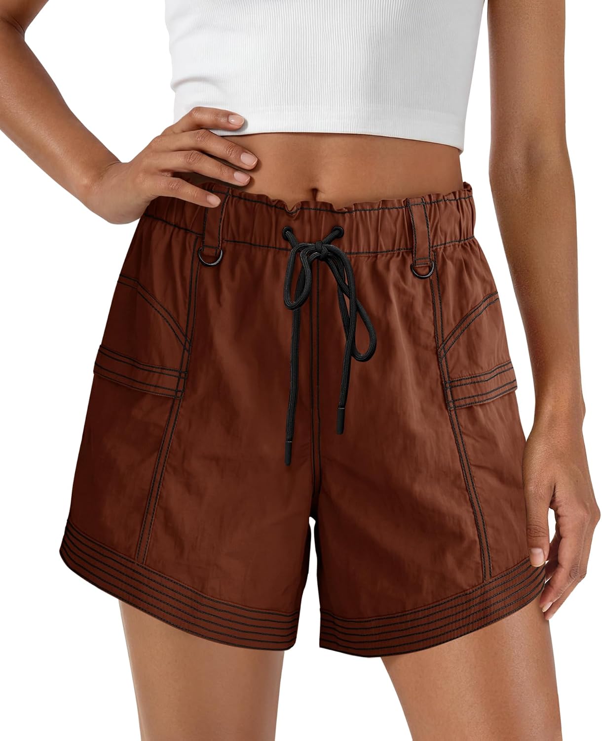 Panadila Womens Hiking Cargo Shorts Athletic High Waisted Shorts Summer Workout Quick Dry Bottoms with Pockets
