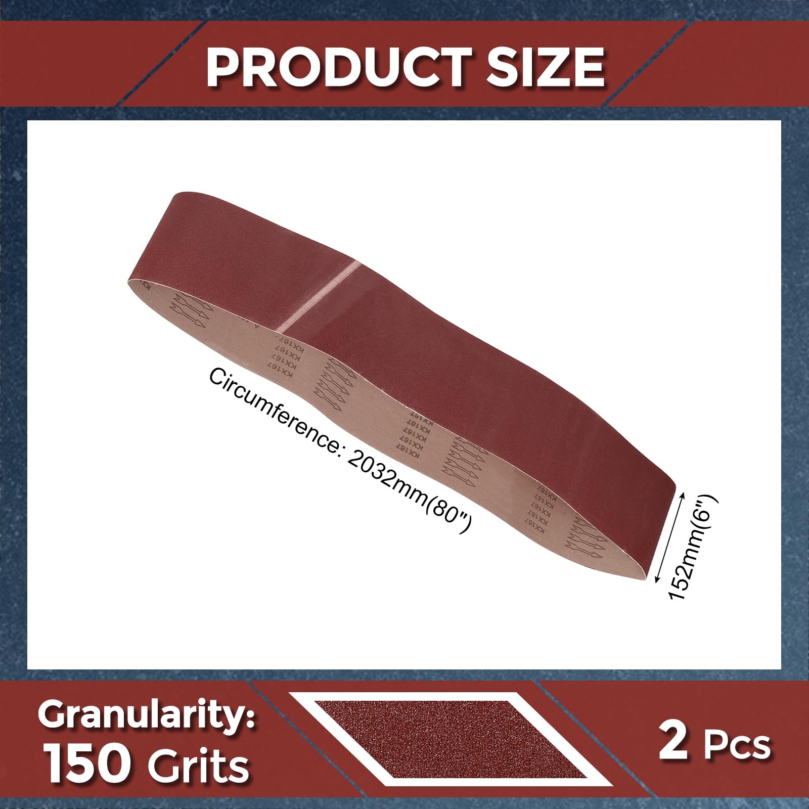 Kozelo 2 Pcs Sanding Belts 152mm x 2032mm 150 Grit Aluminum Oxide Abrasive Sandpaper for Belt Sander Metal Grinding Wood Working Weld Rust Removal - Image 2