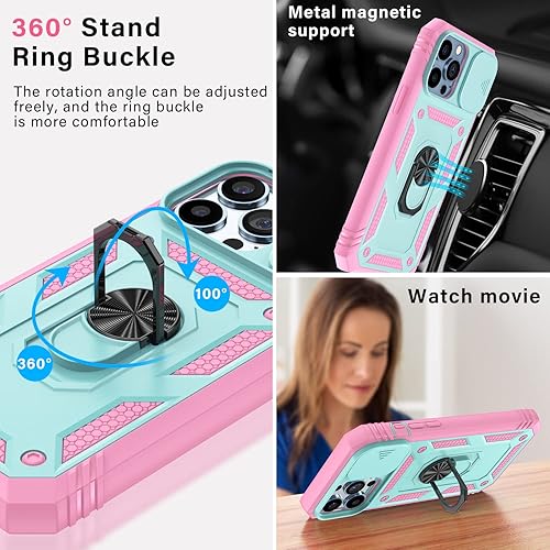 Vista 59 de Korecase Funda de protección para iPhone 12 y 12 Pro Ring Case con cubierta para lente de cámara, grado militar, resistente, de doble capa, cuerpo