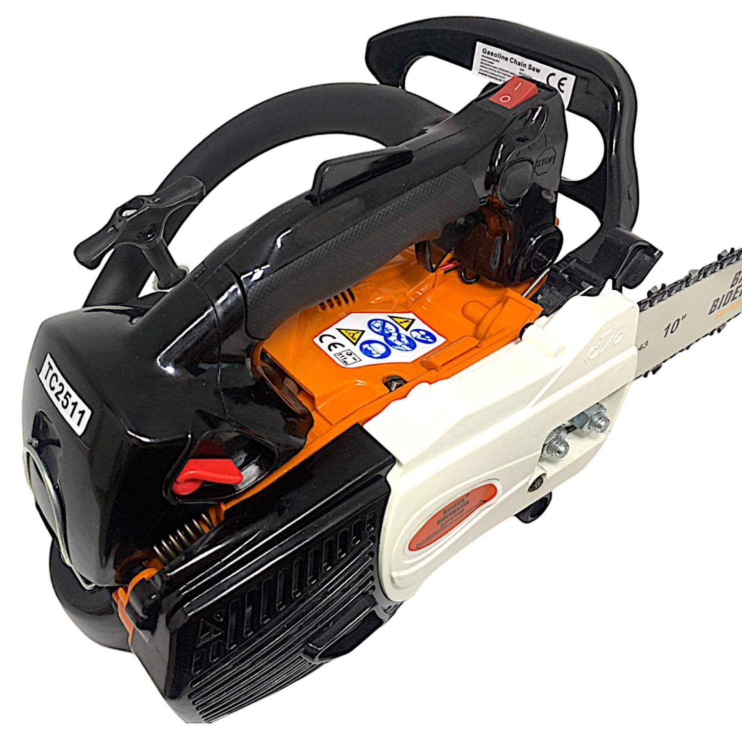 Motosega a Scoppio 25CC 2 Tempi da Potatura Giardinaggio con Barra Carving da 25cm Potenza 1.1KW 12500 Giri/min Avviamento Easy-Start Sistema Antivibrazioni Kit Montaggio incluso