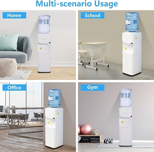 Miniatura 7 de Top Loading Dispensador de enfriador de agua para botellas de 5 galones, 3 ajustes de temperatura, dispensador de agua caliente y fría con bloqueo