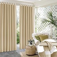 Vista 10 de RYB HOME Cortinas para exteriores para patio – 2 paneles cortinas para exteriores desmontables con parte superior adhesiva, impermeables, opacas