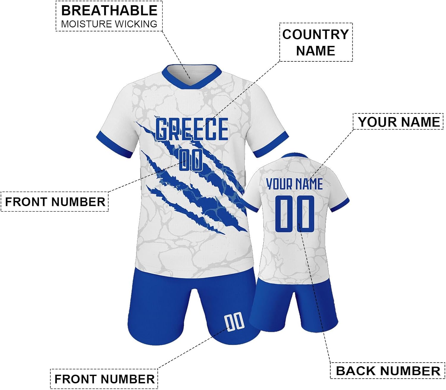 Custom 3-14Y Kid Youth European Soccer Jersey with Team Name Number Logo Personalized Football Suit Hip Hop Sports Shirt Gift