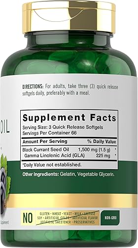 Miniatura 2 de Carlyle Cápsulas blandas de aceite de grosella negra  1500 mg  200 unidades  Fórmula sin OMG y sin gluten  Aceite de semilla de grosella negra