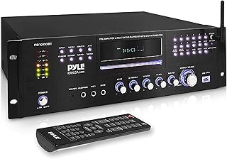 PYLE 4 Channel Pre Amplifier Receiver - 1000 Watt Rack Mount Bluetooth Home Theater-Stereo Surround Sound Preamp Receiver W/Audio/Video System, CD/DVD Player, AM/FM Radio, MP3/USB Reader - PD1000BT