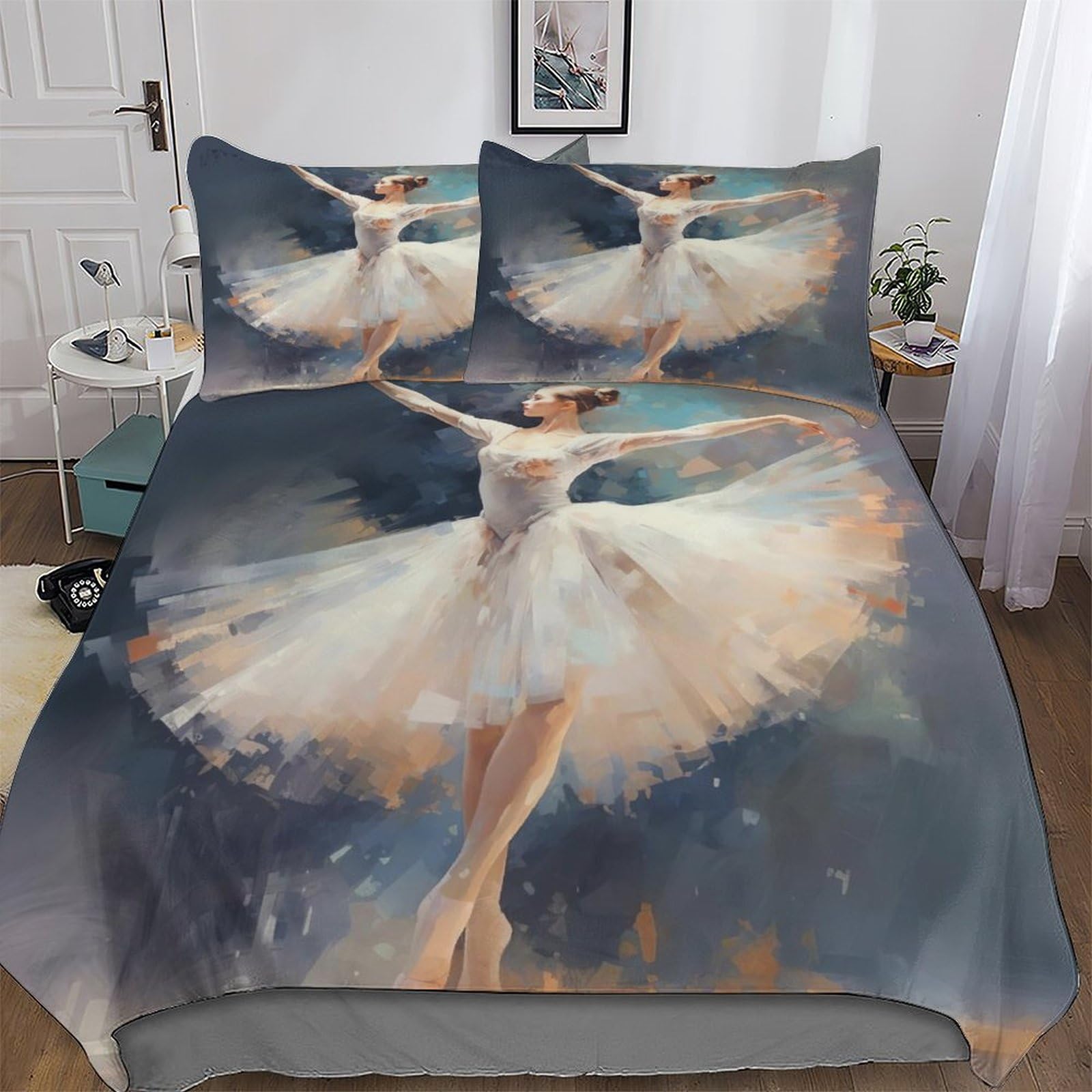 Ggjjtt Ballet-2 Ballet Duvet Covers Bedding Sets, Comforter Cover 3 Pcs Super Soft Poly Quilt Cover With Pillowcases For Adults Kids Double 200X200cm