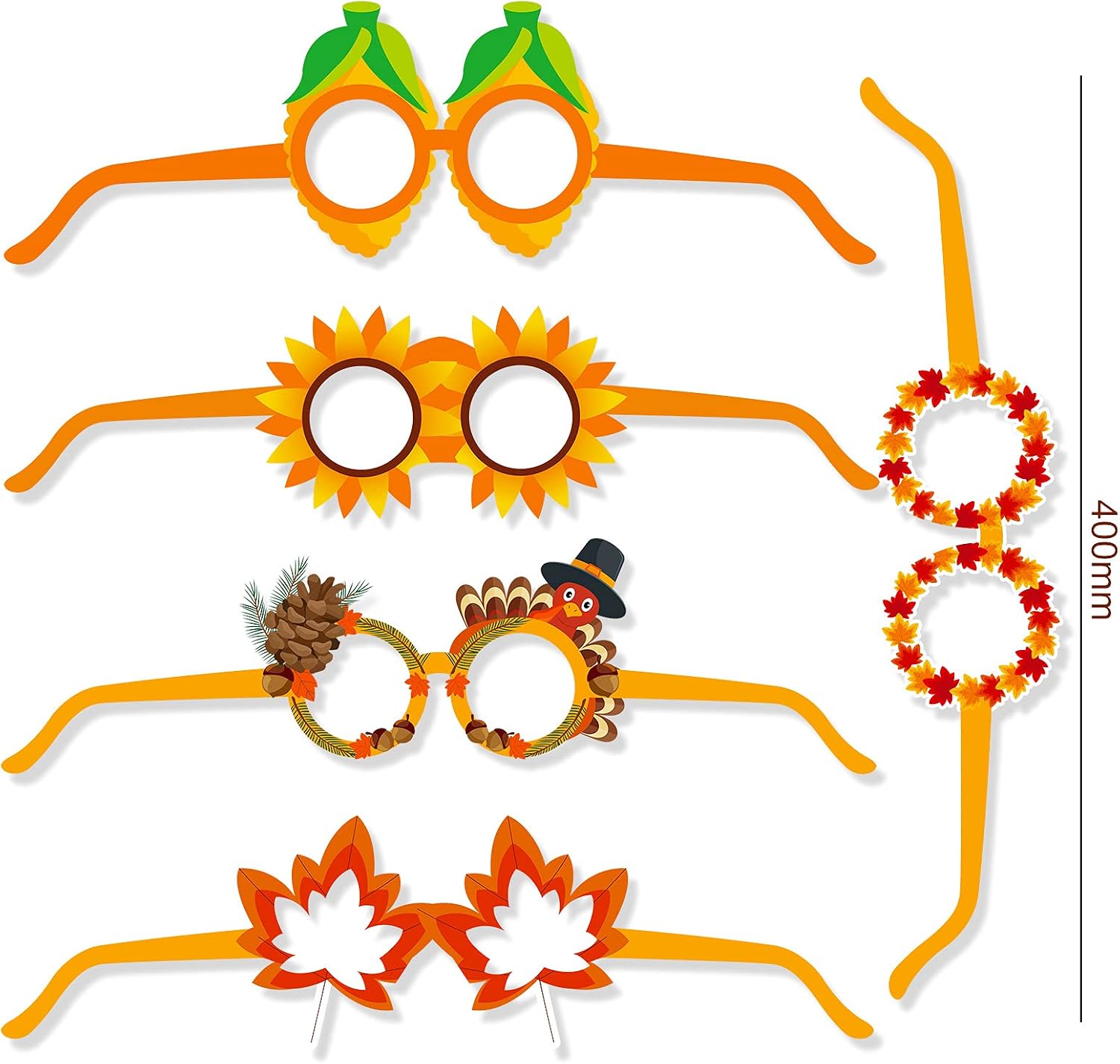 HOWAF Thanksgiving Party Favor Paper Glasses, Thanksgiving Party Eyeglasses Photo Booth Props Kit for Turkey Day Party Favor Give Thanks Party Supplies 27pcs