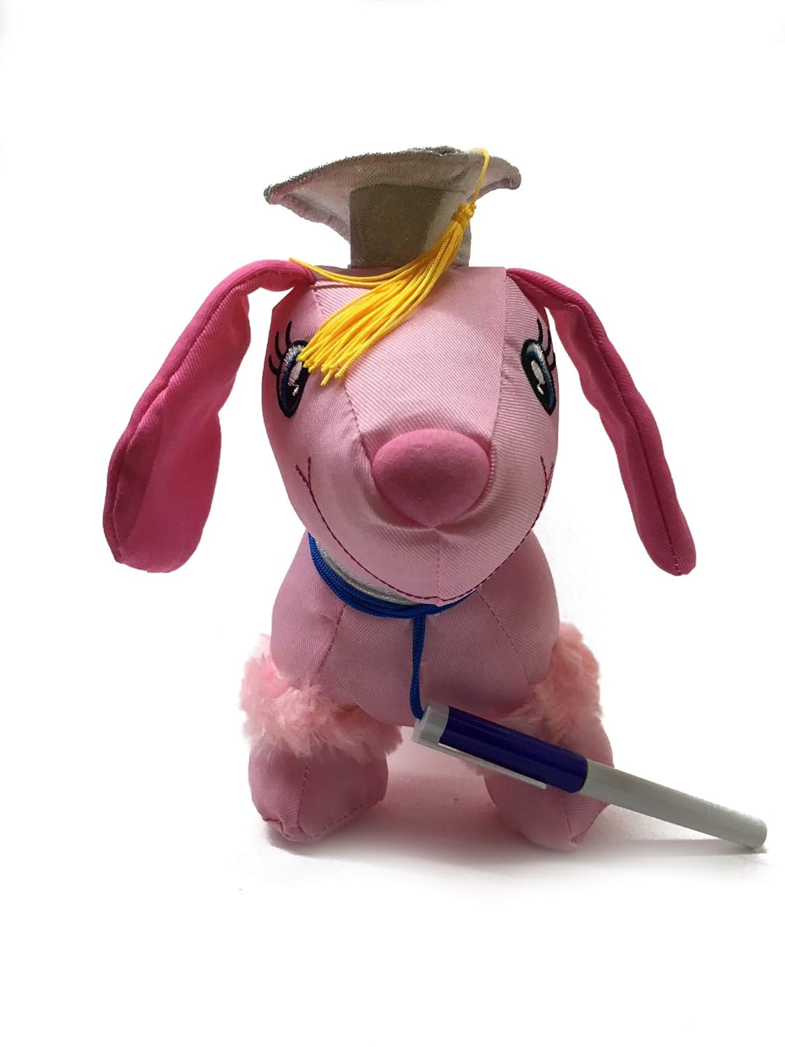 Charming Toys Graduation Autograph Stuffed Princess Dog w/ Pen, Congrats Grad! 9" inches Pink