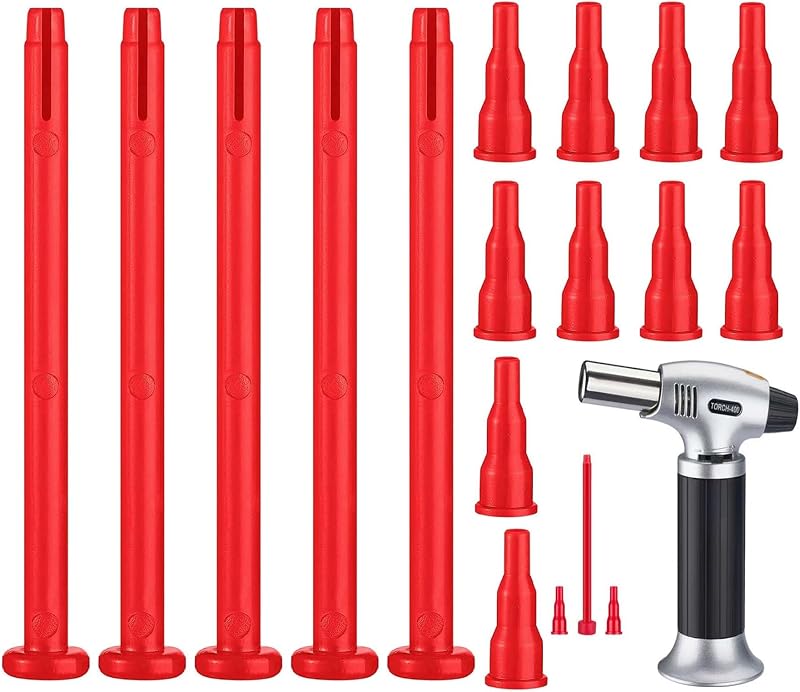 15pcs Butane Bottle Adapter - 5 Set Butane Lighter and Torch Refill Adapter, Butane Nozzle Gas Refill or Release Adapter for Short Nozzle's Butane Bottle, Butane Torch, Butane Lighter Red