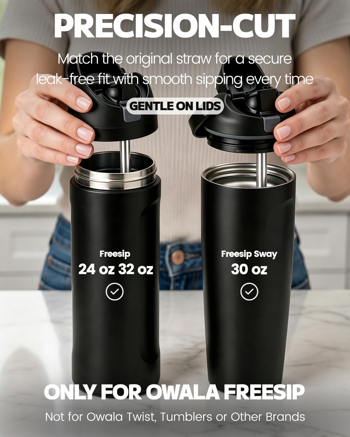MIMORE Metal Straw for Owala FreeSip 24 oz 32 oz, 6 Pack Stainless Steel