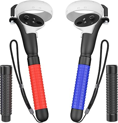 VR Game Handle Accessories for Quest 2 Controllers, Handles Extension Grips for Playing Beat Saber Gorilla Tag Games, VR Golf Club Attachment Compatible with Playing Golf+ First Person Tennis