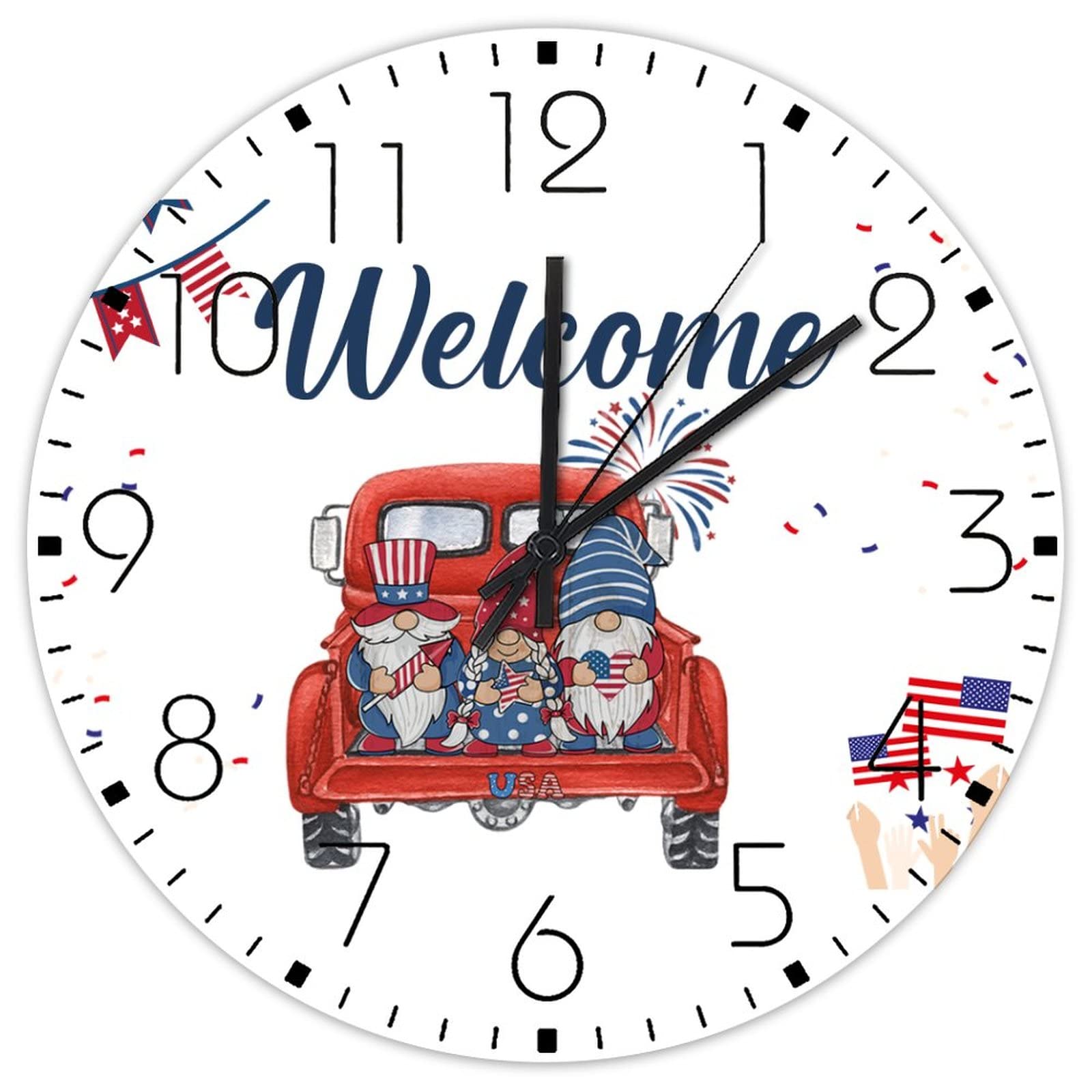 Horloge murale nains patriotiques en bois cadeau de bienvenue pour homme grotte