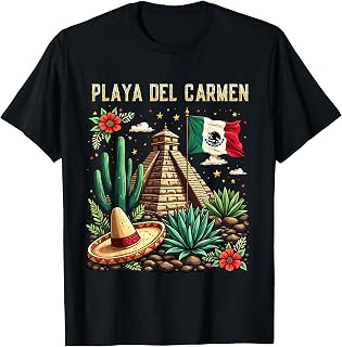 Playa del Carmen Mexico Vacation Mexican Flag Souvenir T-Shirt