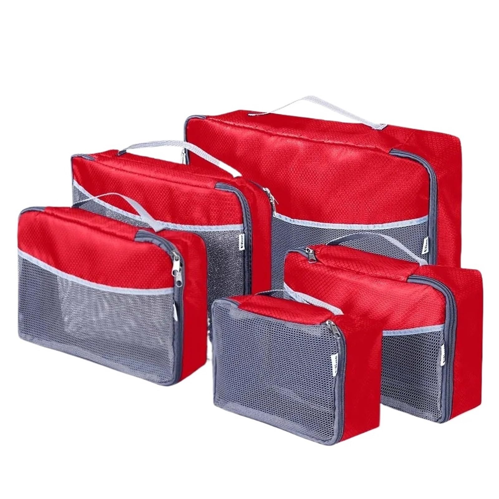 Organizzatore di bagagli da viaggio 5 pezzi: borse portaoggetti leggere a cubetti imballaggio su entrambi i lati(Red)