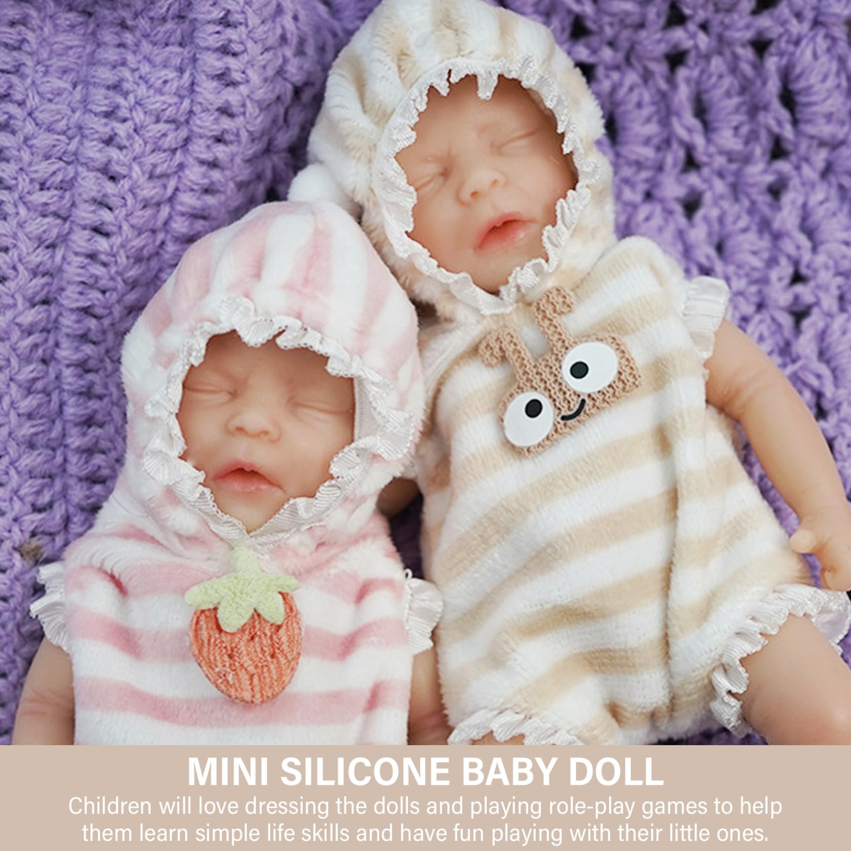 Mini bebé de Silicona, muñeca de Silicona Suave y Flexible de 6 Pulgadas, Mini bebés realistas con Ropa, Chupete magnético, biberón para niños, niño