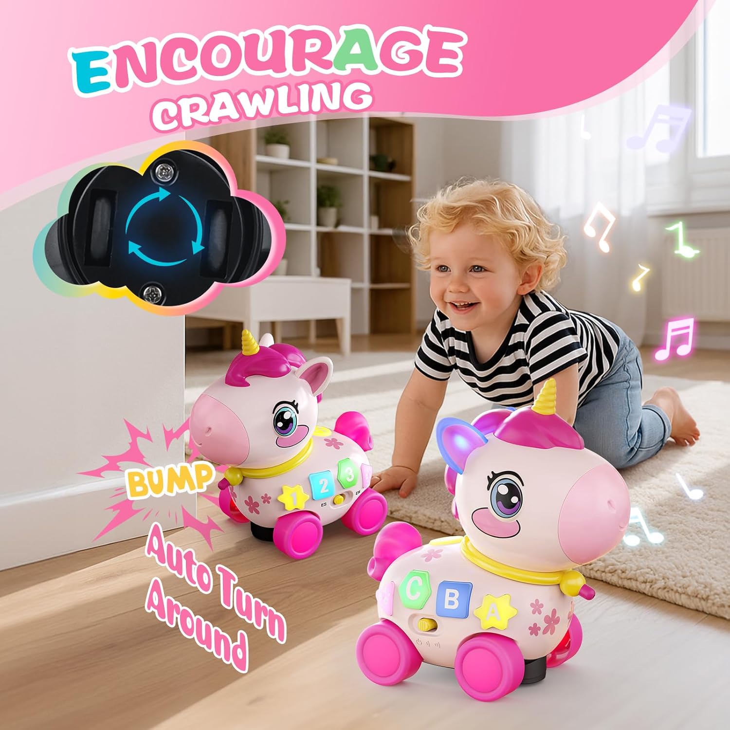 KAISASA Unicorn Toys for 1 Year Old Girl Gifts, Musical Educational Baby Toy 6-12-18 Month, 1st Birthday Gift for 1 Year Old Girl Toys, Bilingual Learning Present for 7 8 9 10 12 Month