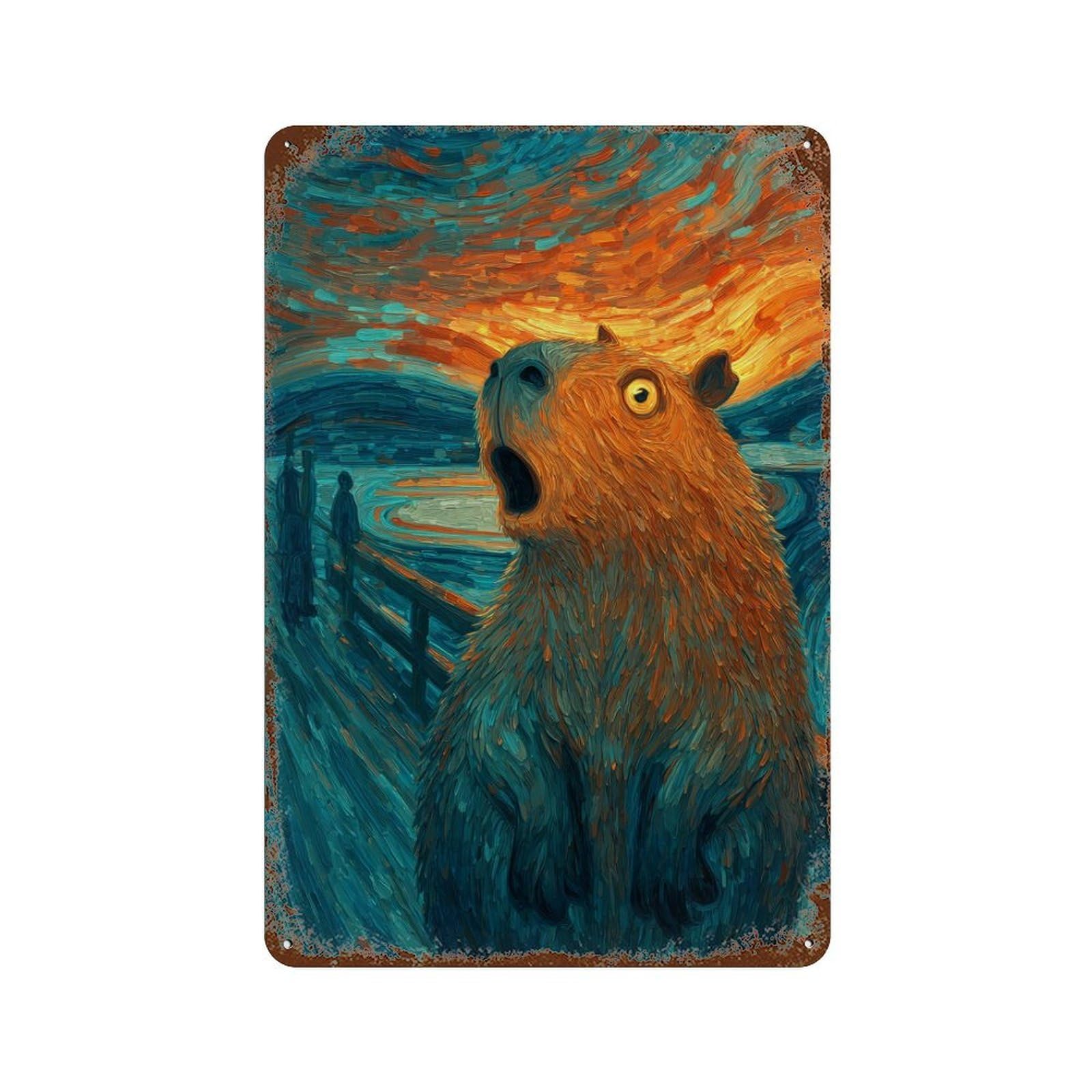 Amazon Sunset Capybara Retro Metal Sign 11.8"x7.9", Ideal for Basement, Hobby Room And Garage Decor