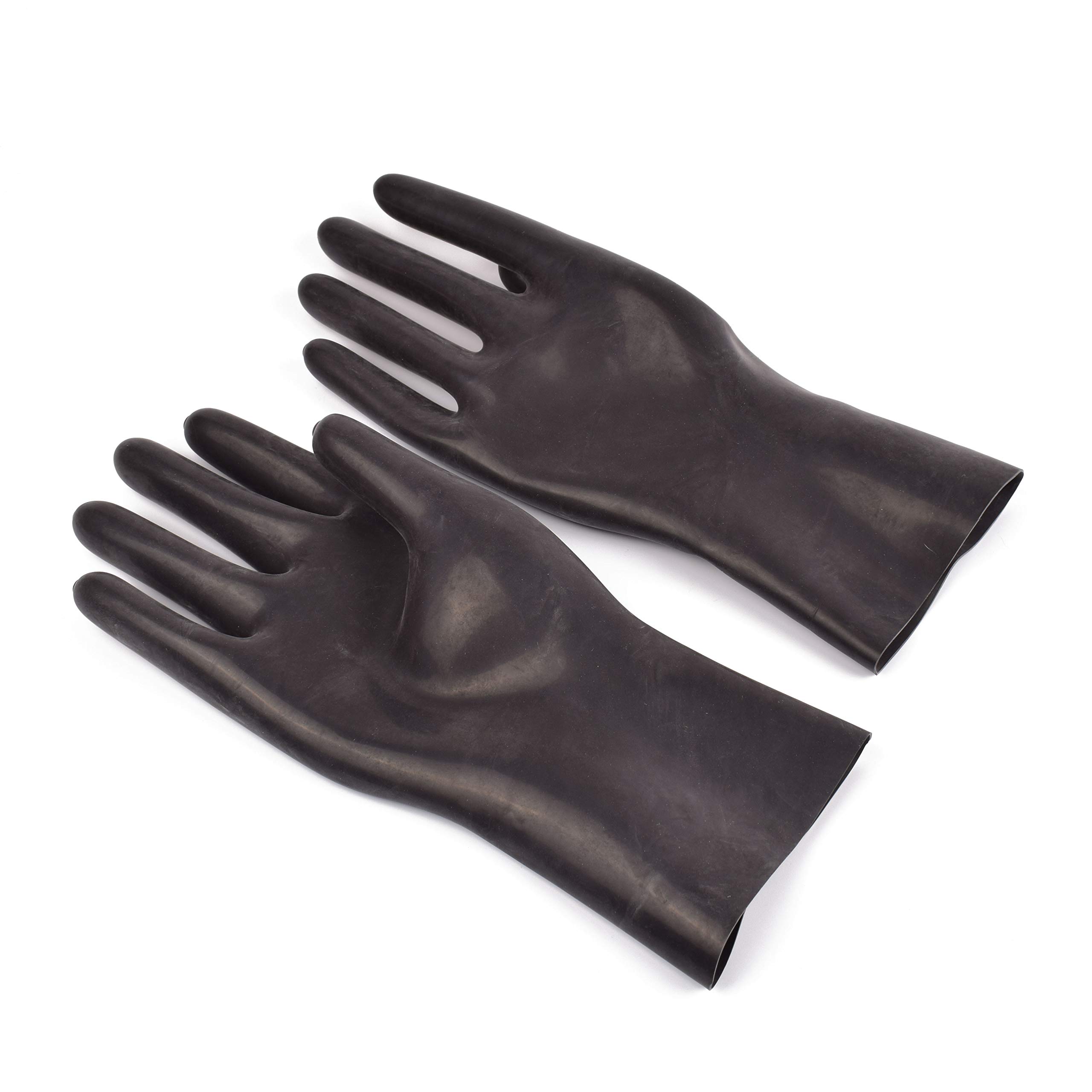 Rubberfashion Paire de gants en latex pour pratiques sexuelles - unisexe - très épais - court noir 0.8mm Medium