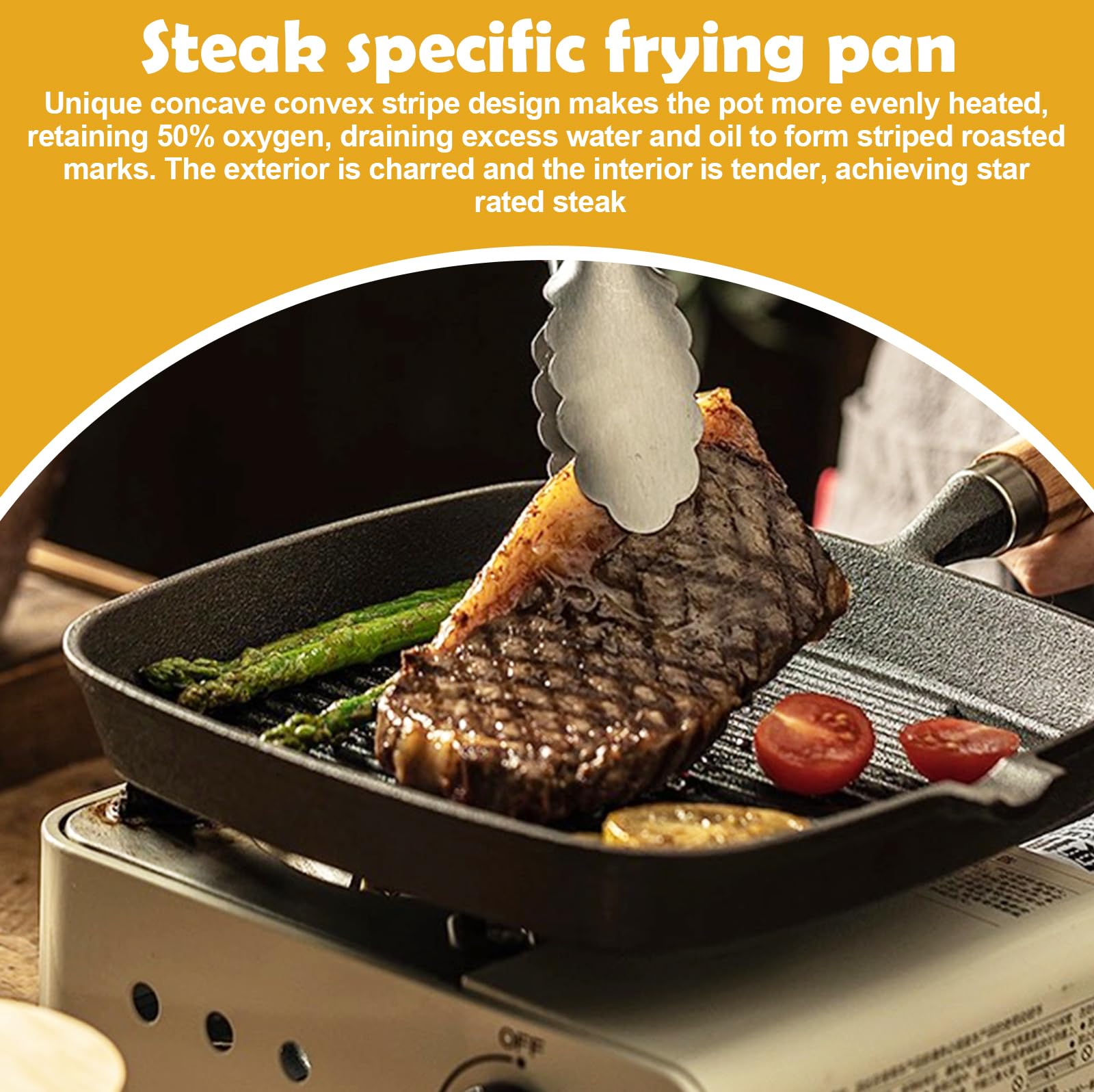 MEGYAD Poêle En Fonte De 21 X 21 Cm, Avec Revêtement Anti-adhésif, Avec Pince à Salade Et Brosse, Convient Pour Tous Les Types De Feux, Y Compris L' Induction