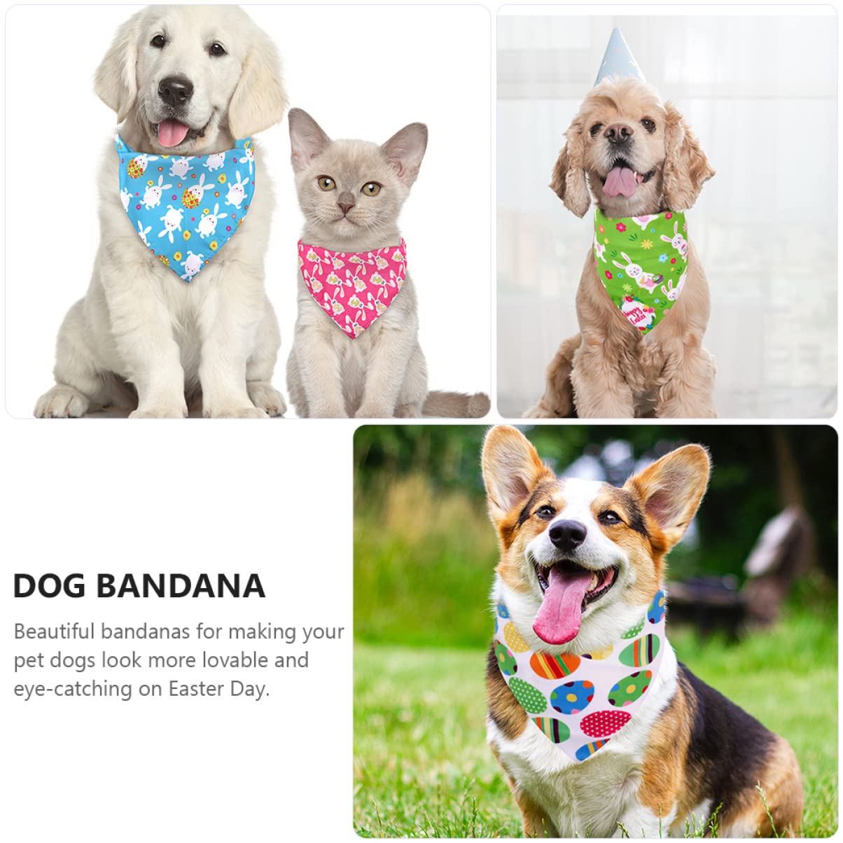 POPETPOP 3 Juegos De Accesorios De Pascua para Perros Bufanda Triangular De Poliéster Vibrantes Adorables Accesorios para Mascotas 5 Unidades X 3