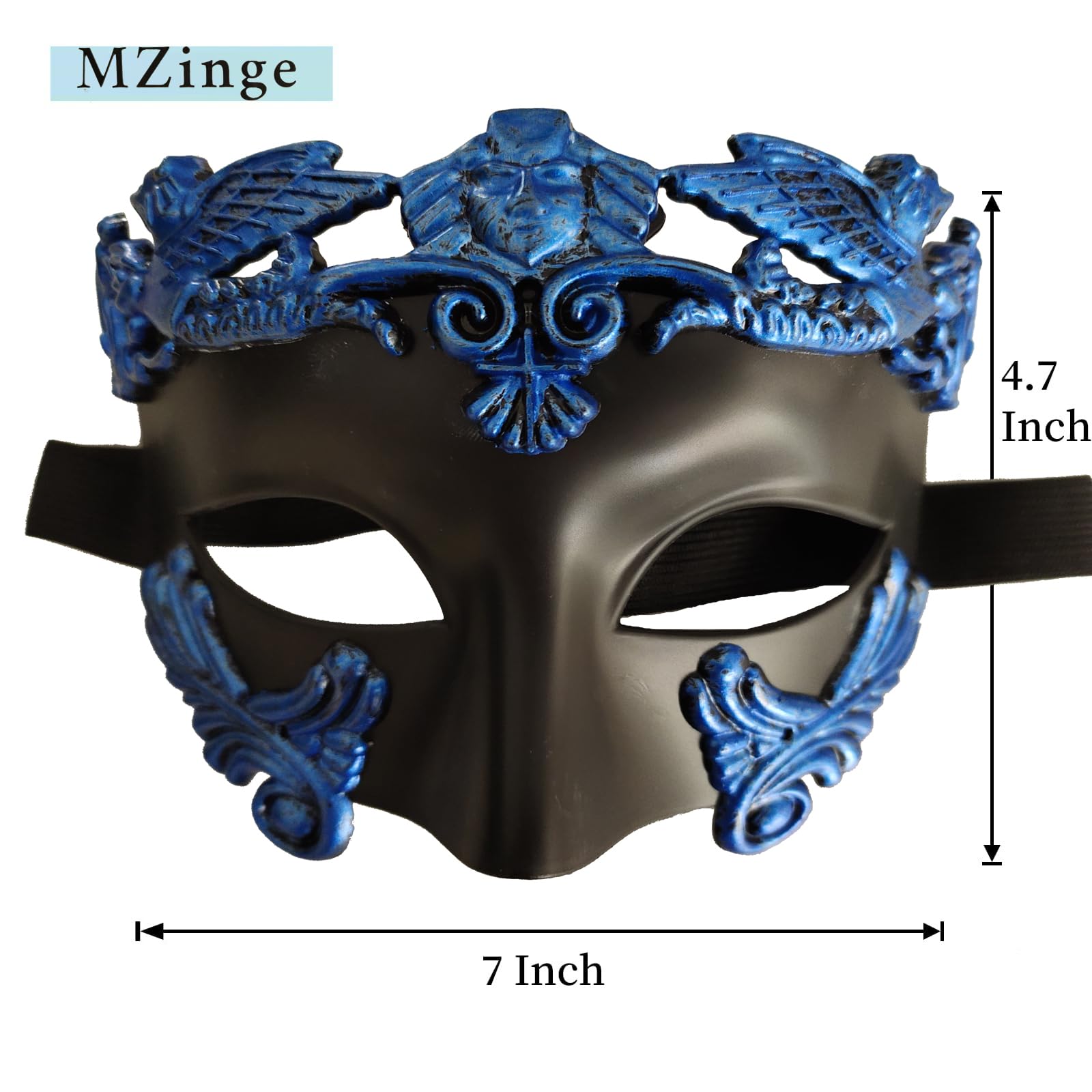 MZinge Masquerade Mask for Men - Roman Greek Mask - Venetian Half Face Mask for Mascarade Ball Mardi Gras Halloween Party (Black Blue) - Image 2