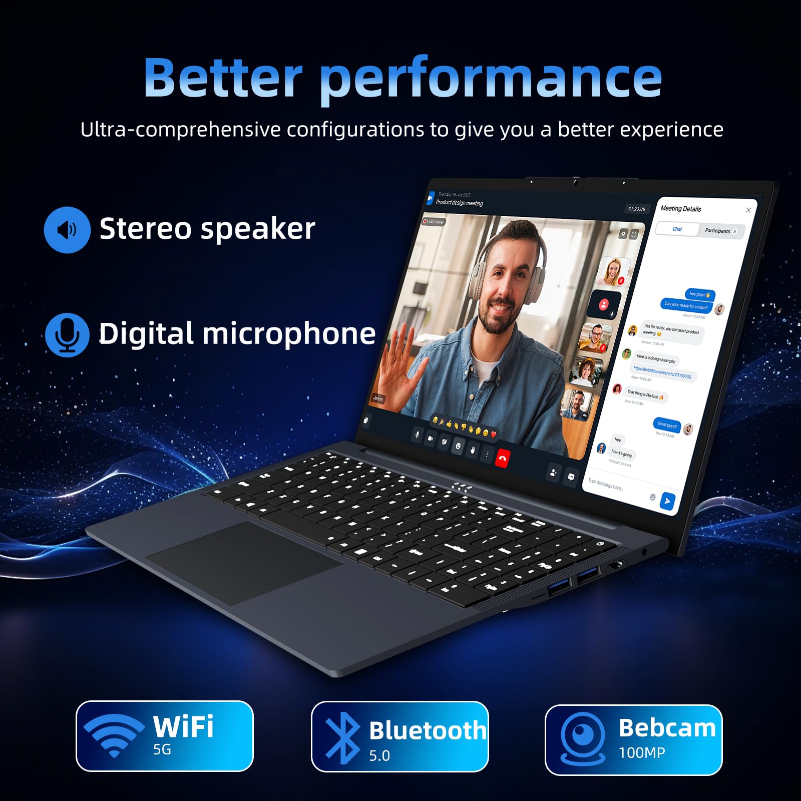 16 Pouces Ordinateur Portable, Core i5 8210Y Processeur 16Go RAM 512 Go SSD, PC Portable écran 1920 x 1200 IPS, RJ45, USB 3.0, HDMI, BT 5.0, Laptop Pavé Numérique Rétroéclairé